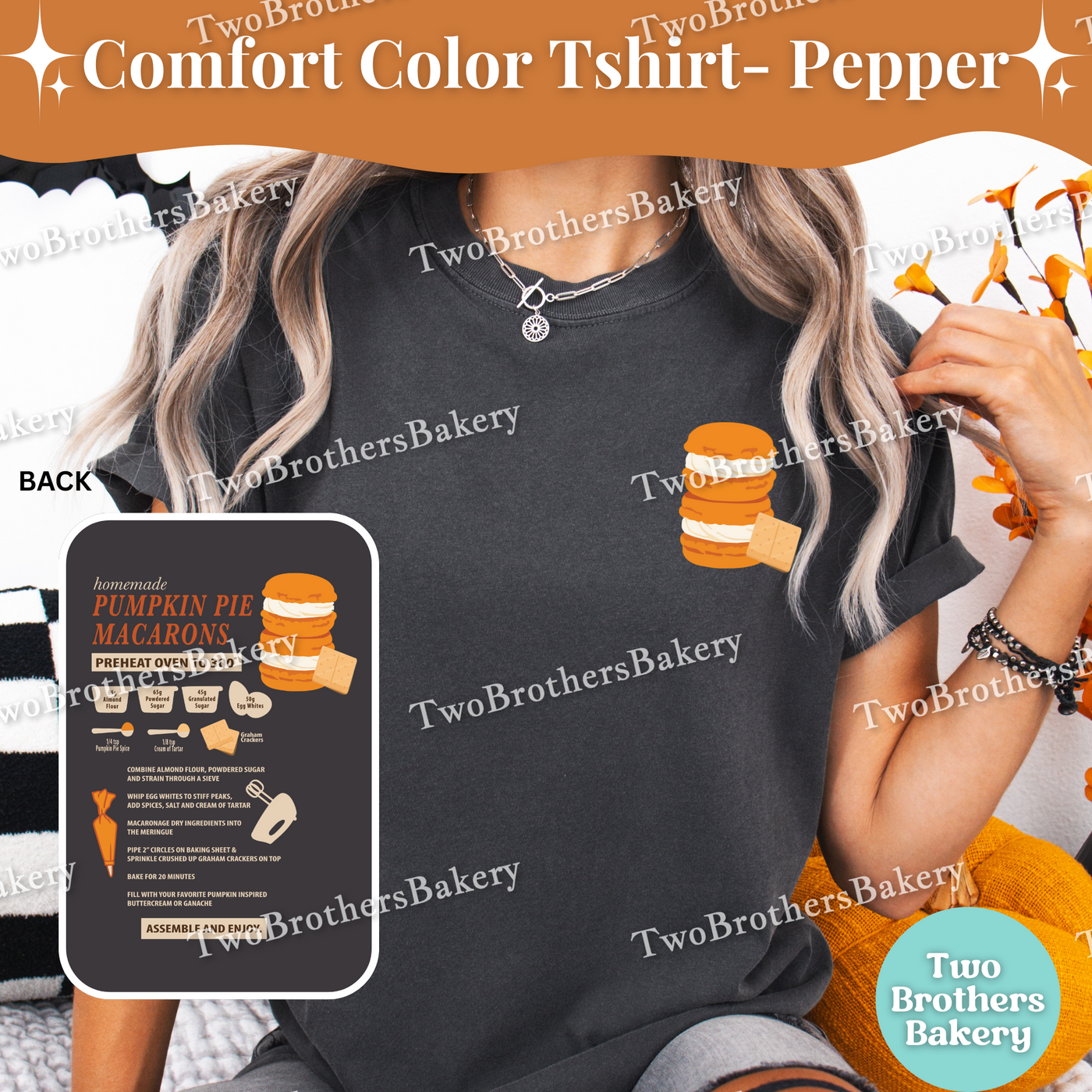 Pumpkin Pie Macaron Shirt, Fall Baking Comfort Colors Tee, Macaron Recipe, Cozy Baker Gift, Baking T-Shirt, Pumpkin Pie Tshirt, Macaron Tee