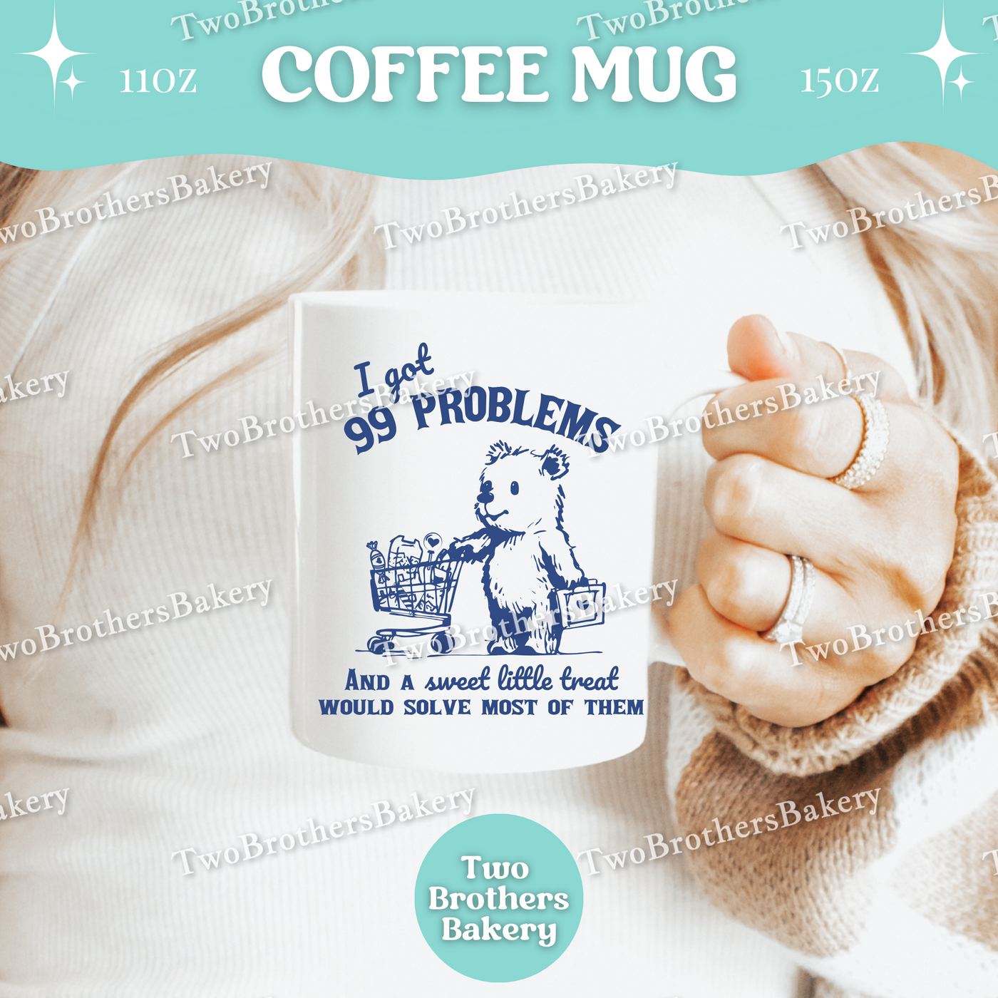 Funny Baking Coffee Mug, 11oz 15oz Ceramic Cup, Gift for Bakers, Kitchen Treat Quote, Double Sided Design, Coffee Cup for Bakers, Baking Mug