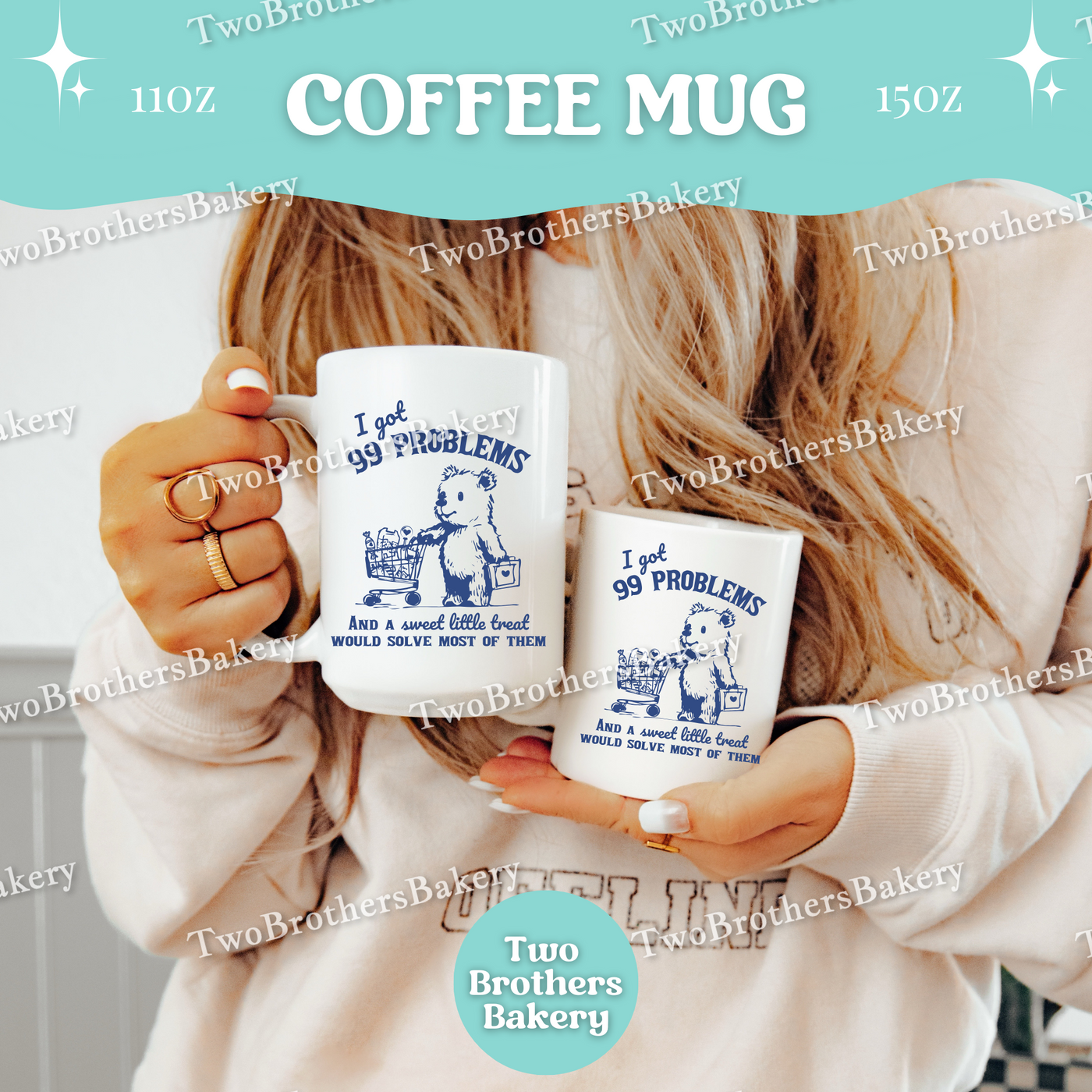 Funny Baking Coffee Mug, 11oz 15oz Ceramic Cup, Gift for Bakers, Kitchen Treat Quote, Double Sided Design, Coffee Cup for Bakers, Baking Mug