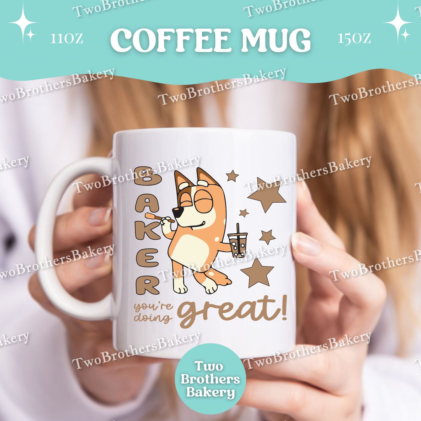 Bluey Inspired Baking Mug, Funny Baker Coffee Cup, 11oz 15oz Ceramic, Gift for Home Bakers & Moms, Motivational Gifts for Moms, Baking Mama