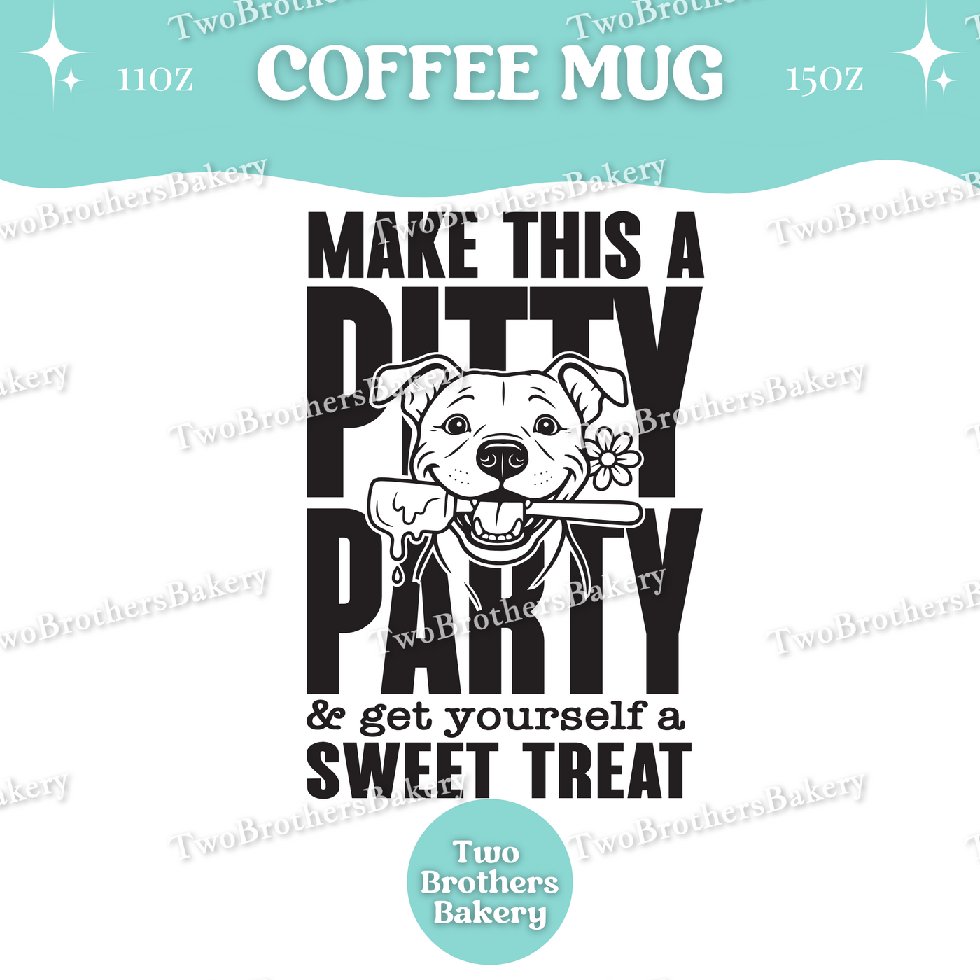 Pitty Party Baking Mug, Funny Dog Lover Coffee Cup, 11oz 15oz Ceramic, Gift for Bakers & Pitbull Lovers, Baking Humor, Animal Lover Gift