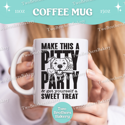 Pitty Party Baking Mug, Funny Dog Lover Coffee Cup, 11oz 15oz Ceramic, Gift for Bakers & Pitbull Lovers, Baking Humor, Animal Lover Gift