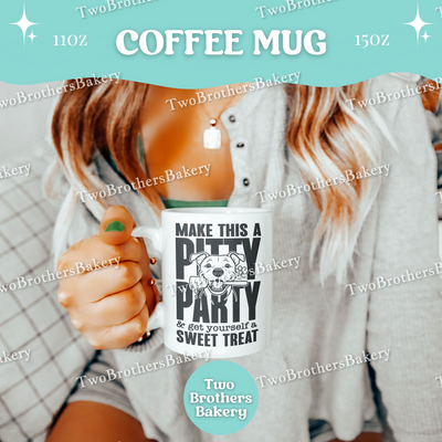 Pitty Party Baking Mug, Funny Dog Lover Coffee Cup, 11oz 15oz Ceramic, Gift for Bakers & Pitbull Lovers, Baking Humor, Animal Lover Gift