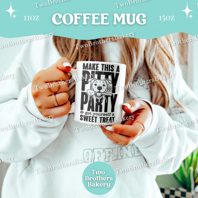 Pitty Party Baking Mug, Funny Dog Lover Coffee Cup, 11oz 15oz Ceramic, Gift for Bakers & Pitbull Lovers, Baking Humor, Animal Lover Gift