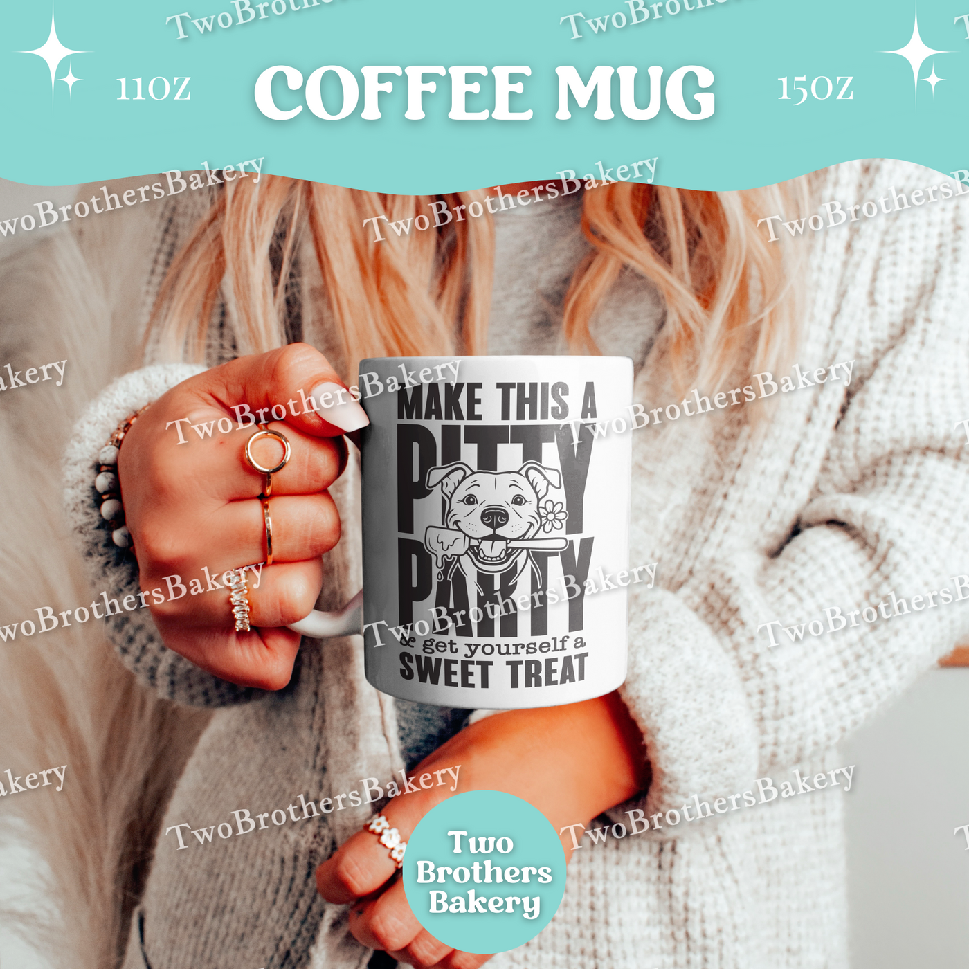 Pitty Party Baking Mug, Funny Dog Lover Coffee Cup, 11oz 15oz Ceramic, Gift for Bakers & Pitbull Lovers, Baking Humor, Animal Lover Gift