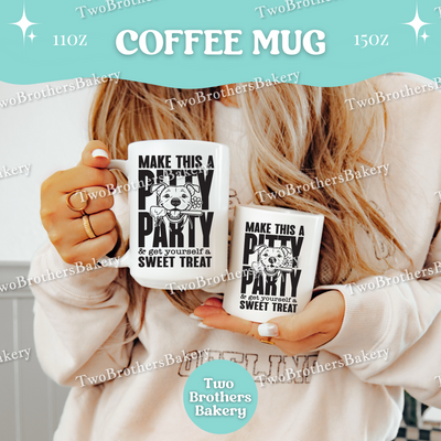 Pitty Party Baking Mug, Funny Dog Lover Coffee Cup, 11oz 15oz Ceramic, Gift for Bakers & Pitbull Lovers, Baking Humor, Animal Lover Gift