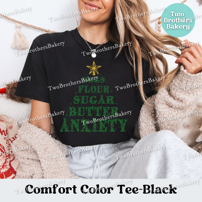 Eggs Flour Sugar Butter Anxiety Shirt, Funny Christmas Baking Tee, Holiday Baking Shirt, Holiday Baker Gift, Baking Humor Tee, Anxious Baker