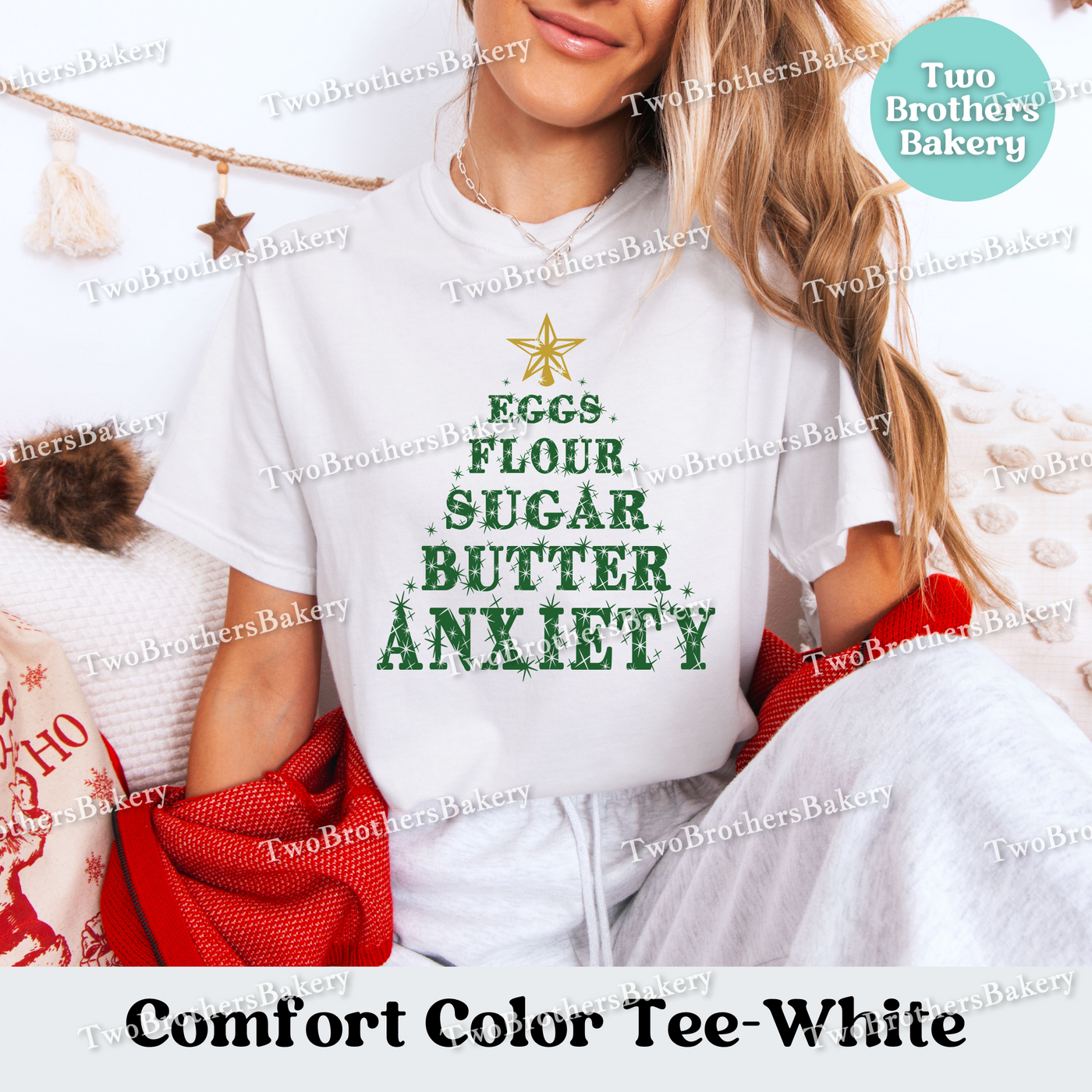Eggs Flour Sugar Butter Anxiety Shirt, Funny Christmas Baking Tee, Holiday Baking Shirt, Holiday Baker Gift, Baking Humor Tee, Anxious Baker