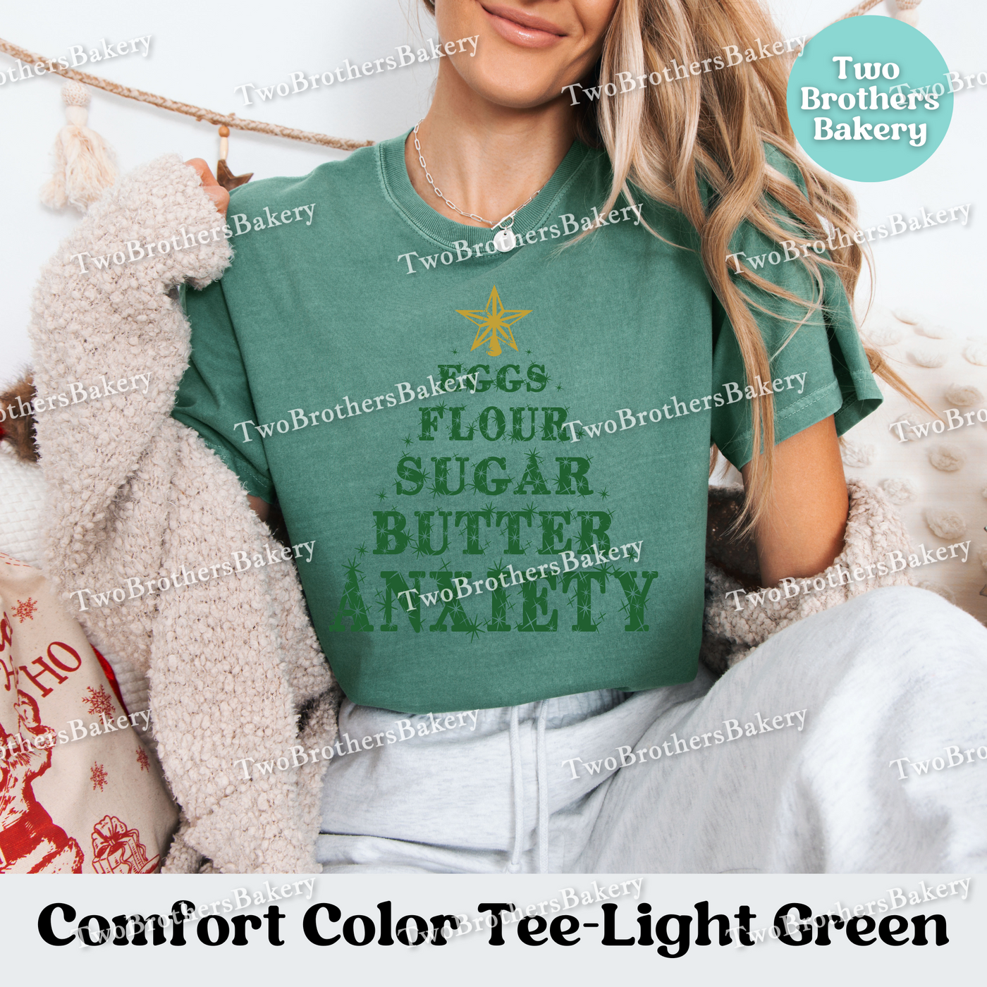 Eggs Flour Sugar Butter Anxiety Shirt, Funny Christmas Baking Tee, Holiday Baking Shirt, Holiday Baker Gift, Baking Humor Tee, Anxious Baker