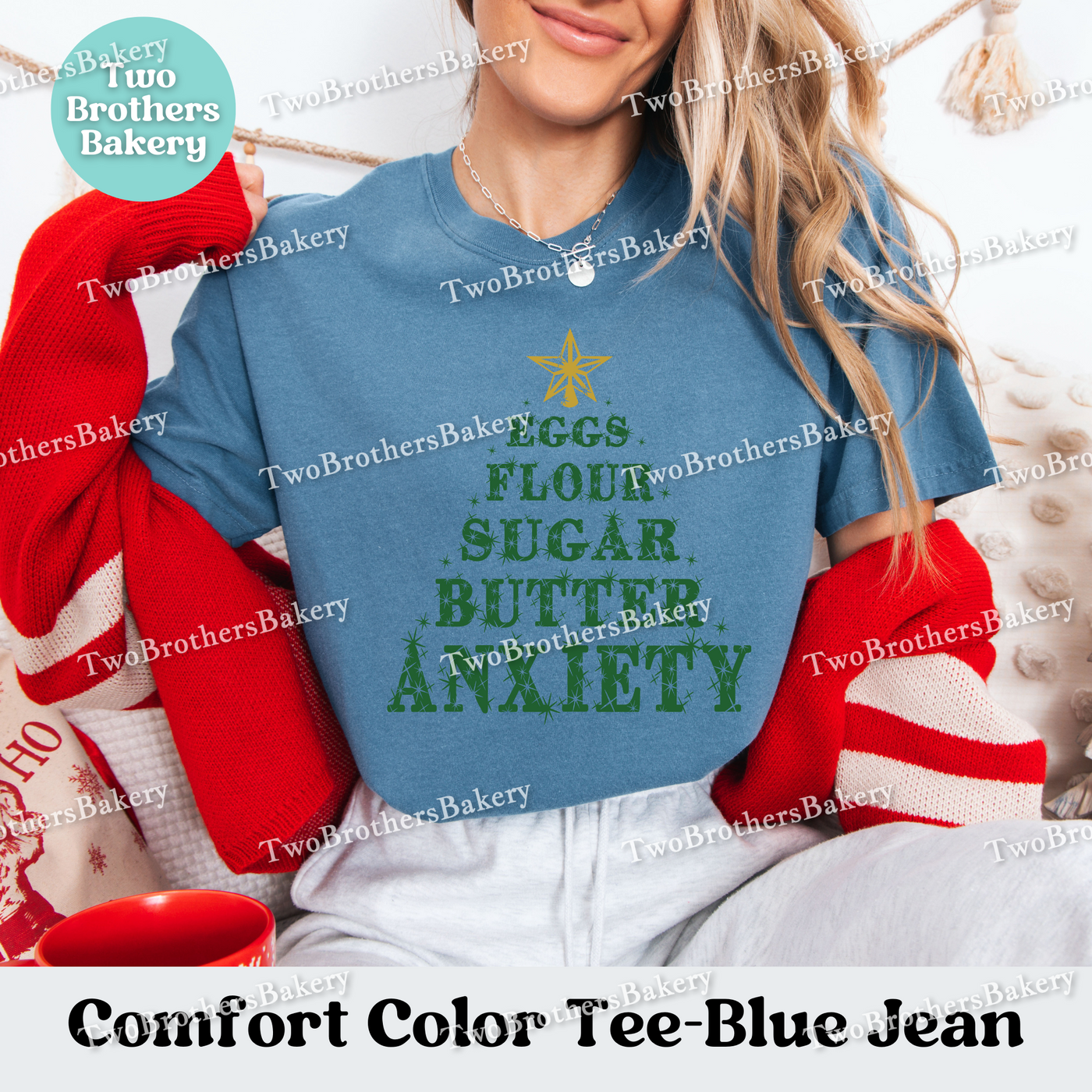 Eggs Flour Sugar Butter Anxiety Shirt, Funny Christmas Baking Tee, Holiday Baking Shirt, Holiday Baker Gift, Baking Humor Tee, Anxious Baker