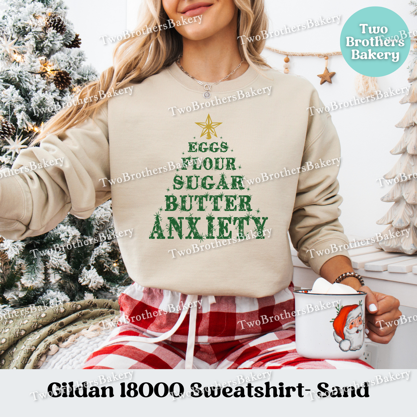 Eggs Flour Sugar Butter Anxiety Sweatshirt, Funny Christmas Baking Crewneck, Holiday Baker Gift, Holiday Baking Sweater, Xmas Baker Pullover
