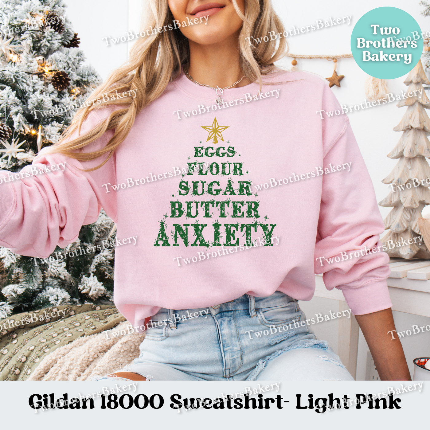 Eggs Flour Sugar Butter Anxiety Sweatshirt, Funny Christmas Baking Crewneck, Holiday Baker Gift, Holiday Baking Sweater, Xmas Baker Pullover