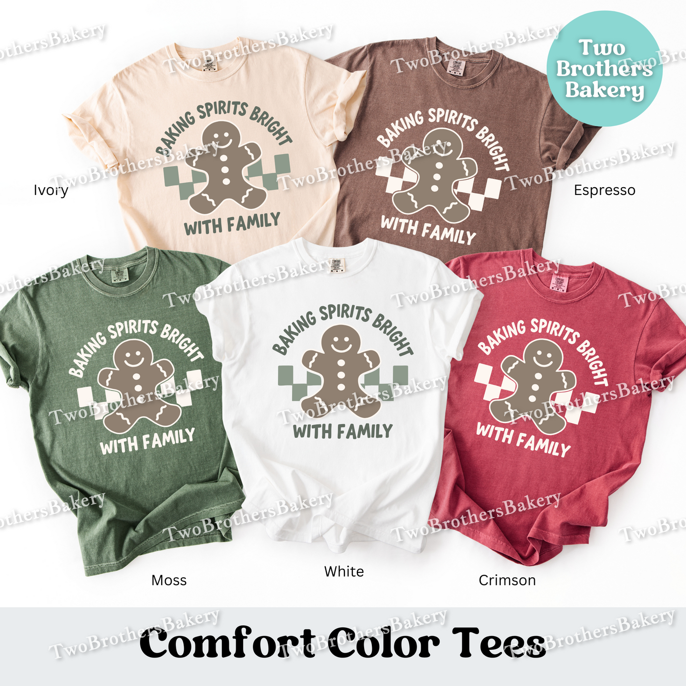 Baking Spirits Bright Shirt, Family Christmas Baking Tee, Comfort Colors, Matching Holiday Shirts, Gingerbread Tshirt, Family Baking Shirt