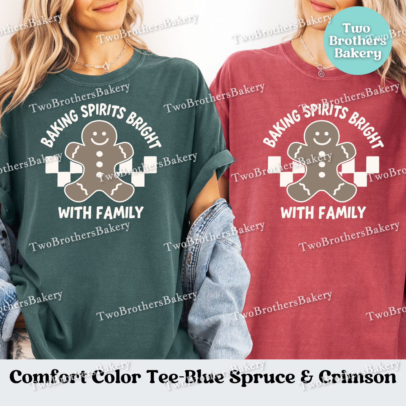 Baking Spirits Bright Shirt, Family Christmas Baking Tee, Comfort Colors, Matching Holiday Shirts, Gingerbread Tshirt, Family Baking Shirt