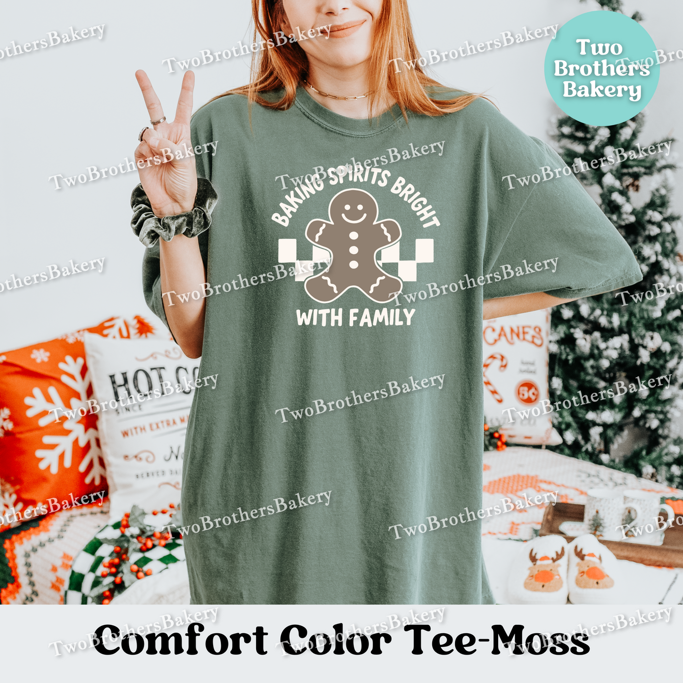 Baking Spirits Bright Shirt, Family Christmas Baking Tee, Comfort Colors, Matching Holiday Shirts, Gingerbread Tshirt, Family Baking Shirt