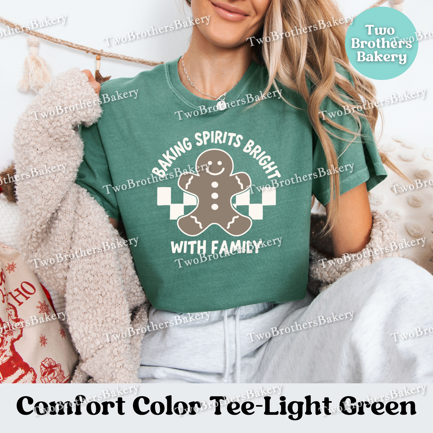 Baking Spirits Bright Shirt, Family Christmas Baking Tee, Comfort Colors, Matching Holiday Shirts, Gingerbread Tshirt, Family Baking Shirt
