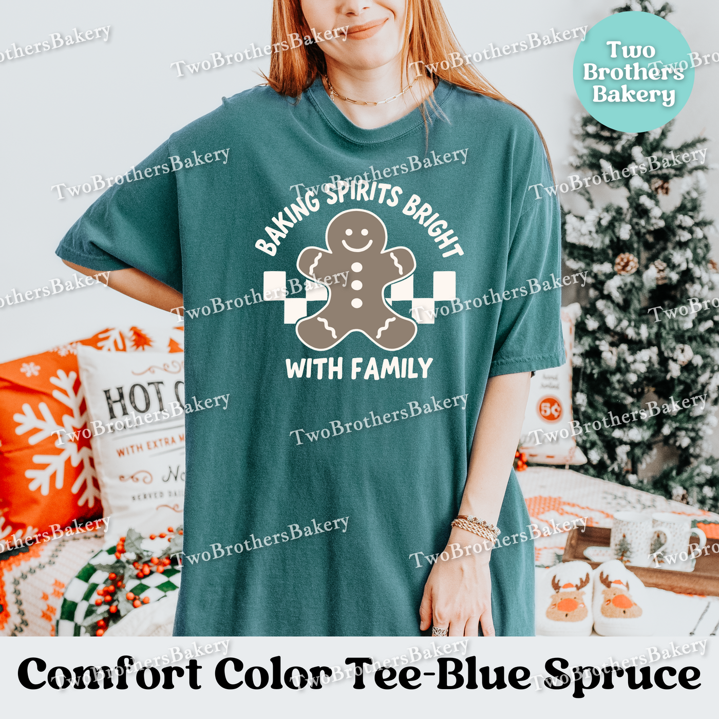 Baking Spirits Bright Shirt, Family Christmas Baking Tee, Comfort Colors, Matching Holiday Shirts, Gingerbread Tshirt, Family Baking Shirt