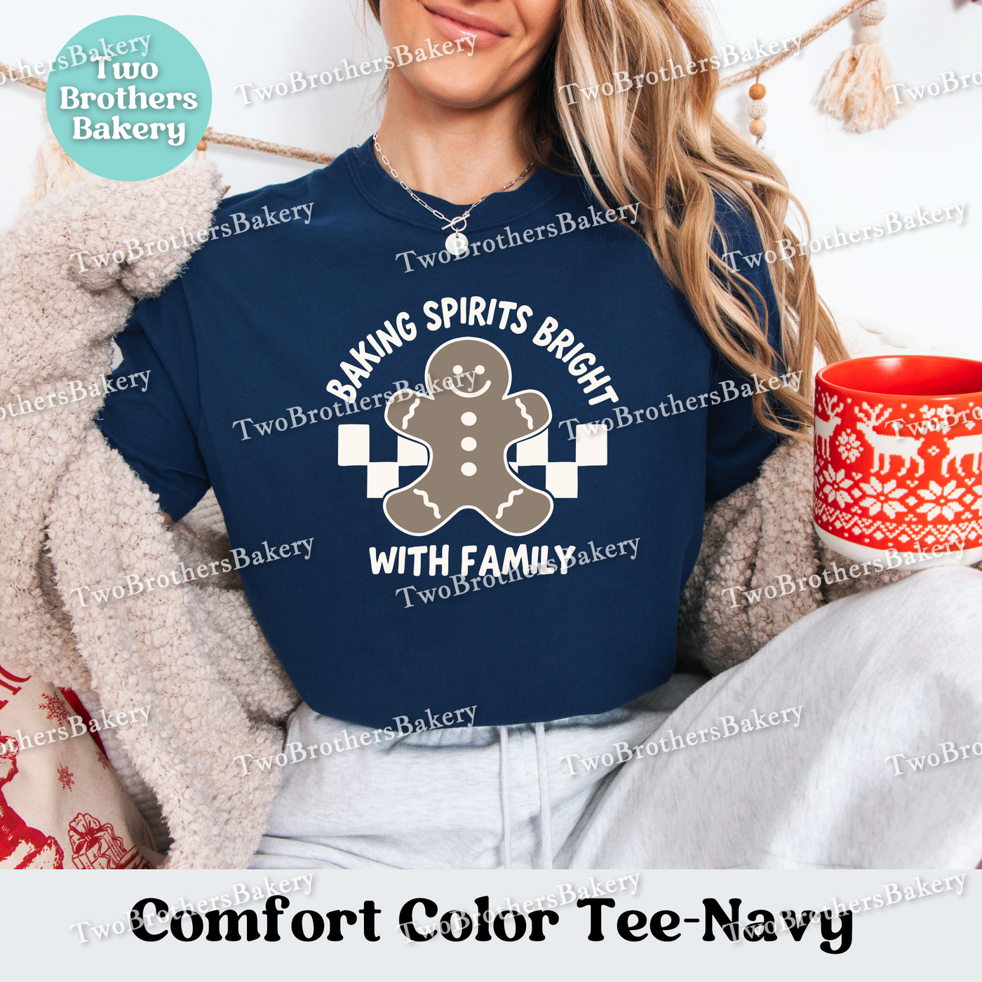 Baking Spirits Bright Shirt, Family Christmas Baking Tee, Comfort Colors, Matching Holiday Shirts, Gingerbread Tshirt, Family Baking Shirt