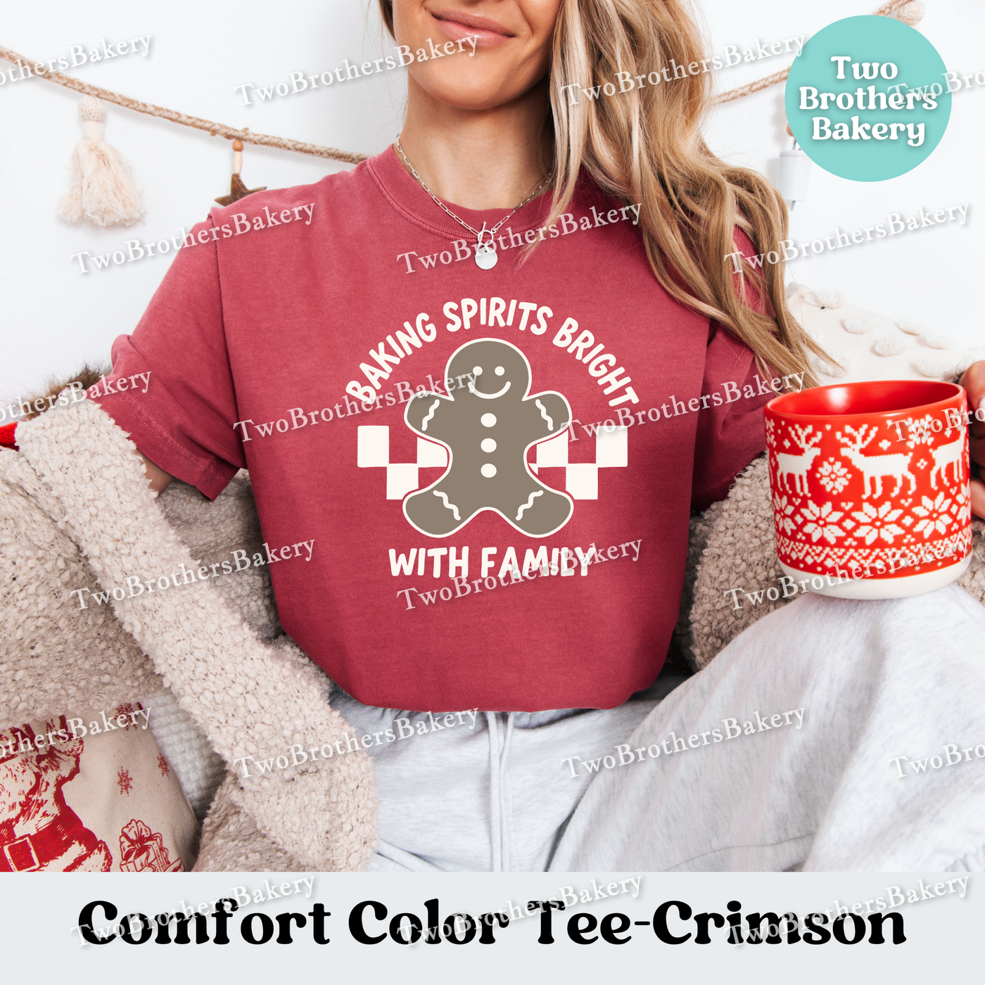 Baking Spirits Bright Shirt, Family Christmas Baking Tee, Comfort Colors, Matching Holiday Shirts, Gingerbread Tshirt, Family Baking Shirt
