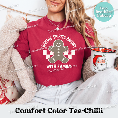 Baking Spirits Bright Shirt, Family Christmas Baking Tee, Comfort Colors, Matching Holiday Shirts, Gingerbread Tshirt, Family Baking Shirt
