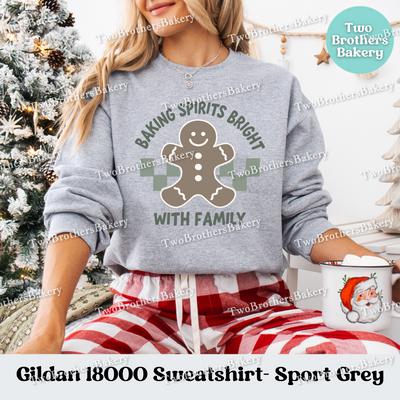 Baking Spirits Bright Sweatshirt, Family Christmas Pullover, Matching Holiday Sweaters, Gingerbread Baker Gift, Holiday Baking Sweatshirt
