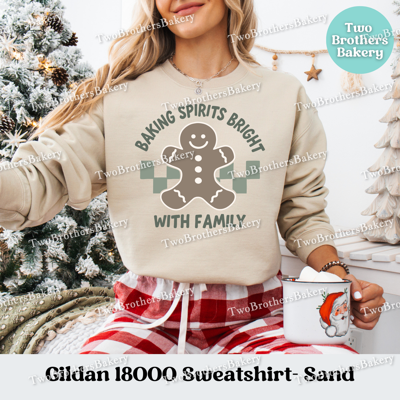 Baking Spirits Bright Sweatshirt, Family Christmas Pullover, Matching Holiday Sweaters, Gingerbread Baker Gift, Holiday Baking Sweatshirt