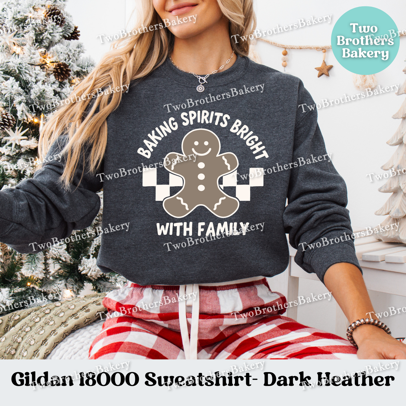 Baking Spirits Bright Sweatshirt, Family Christmas Pullover, Matching Holiday Sweaters, Gingerbread Baker Gift, Holiday Baking Sweatshirt