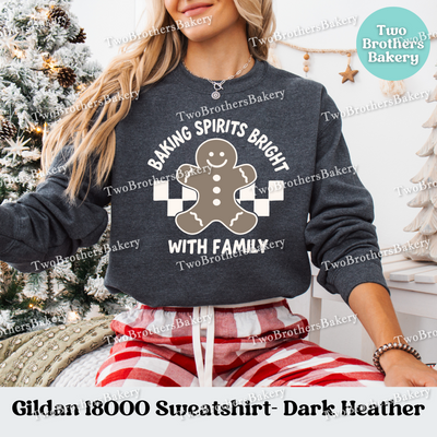 Baking Spirits Bright Sweatshirt, Family Christmas Pullover, Matching Holiday Sweaters, Gingerbread Baker Gift, Holiday Baking Sweatshirt