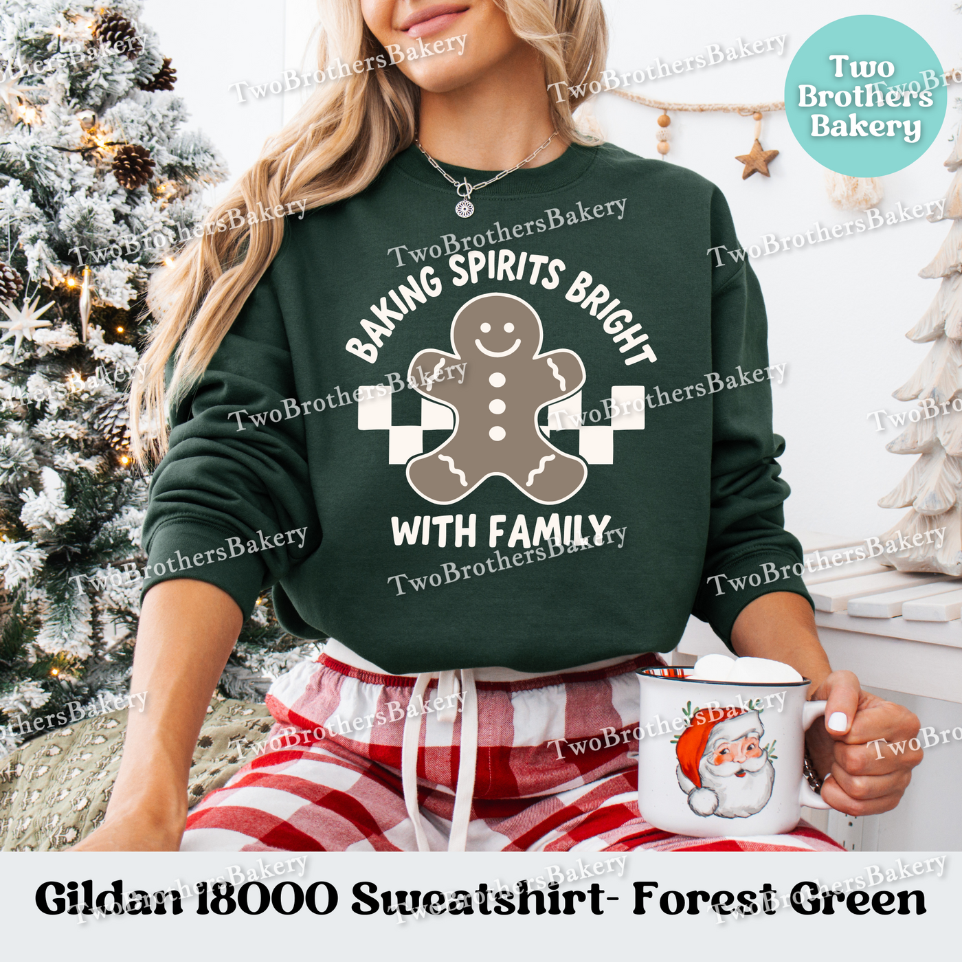 Baking Spirits Bright Sweatshirt, Family Christmas Pullover, Matching Holiday Sweaters, Gingerbread Baker Gift, Holiday Baking Sweatshirt