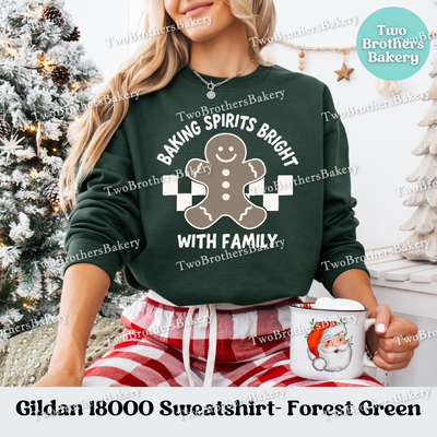 Baking Spirits Bright Sweatshirt, Family Christmas Pullover, Matching Holiday Sweaters, Gingerbread Baker Gift, Holiday Baking Sweatshirt