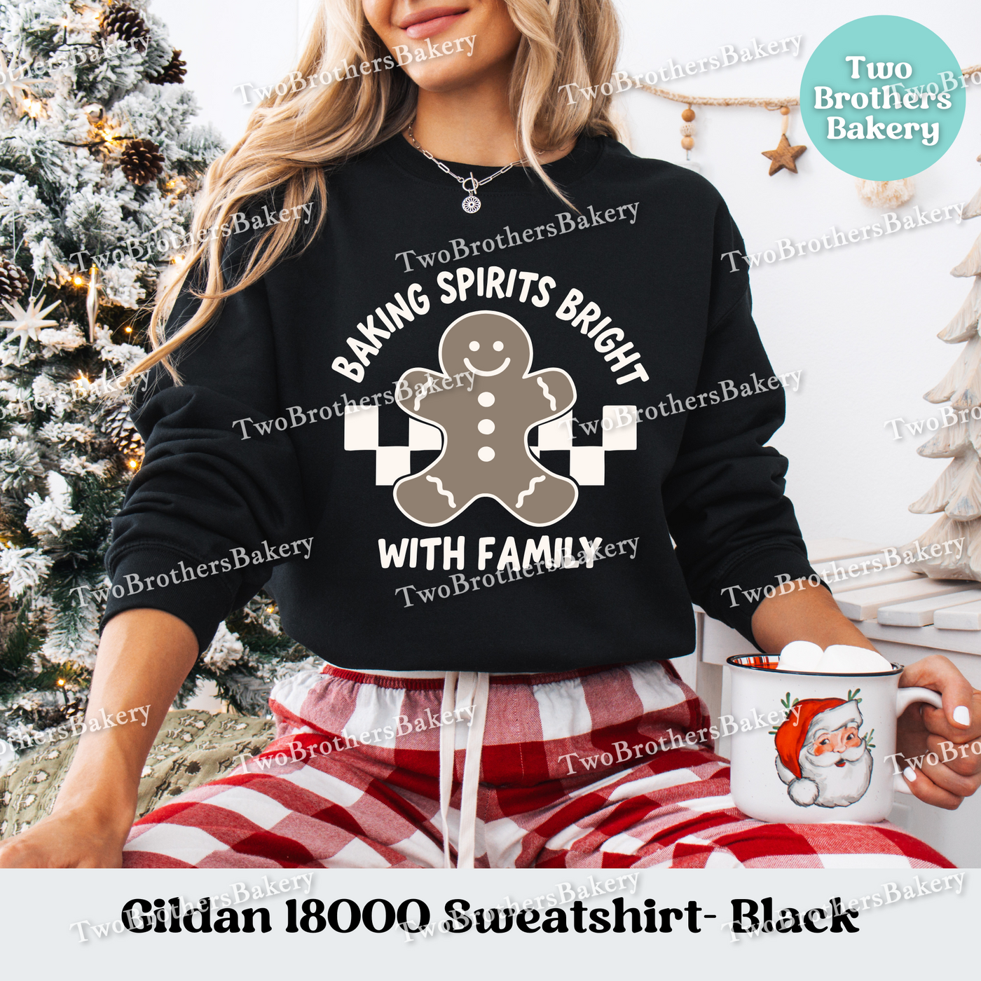 Baking Spirits Bright Sweatshirt, Family Christmas Pullover, Matching Holiday Sweaters, Gingerbread Baker Gift, Holiday Baking Sweatshirt