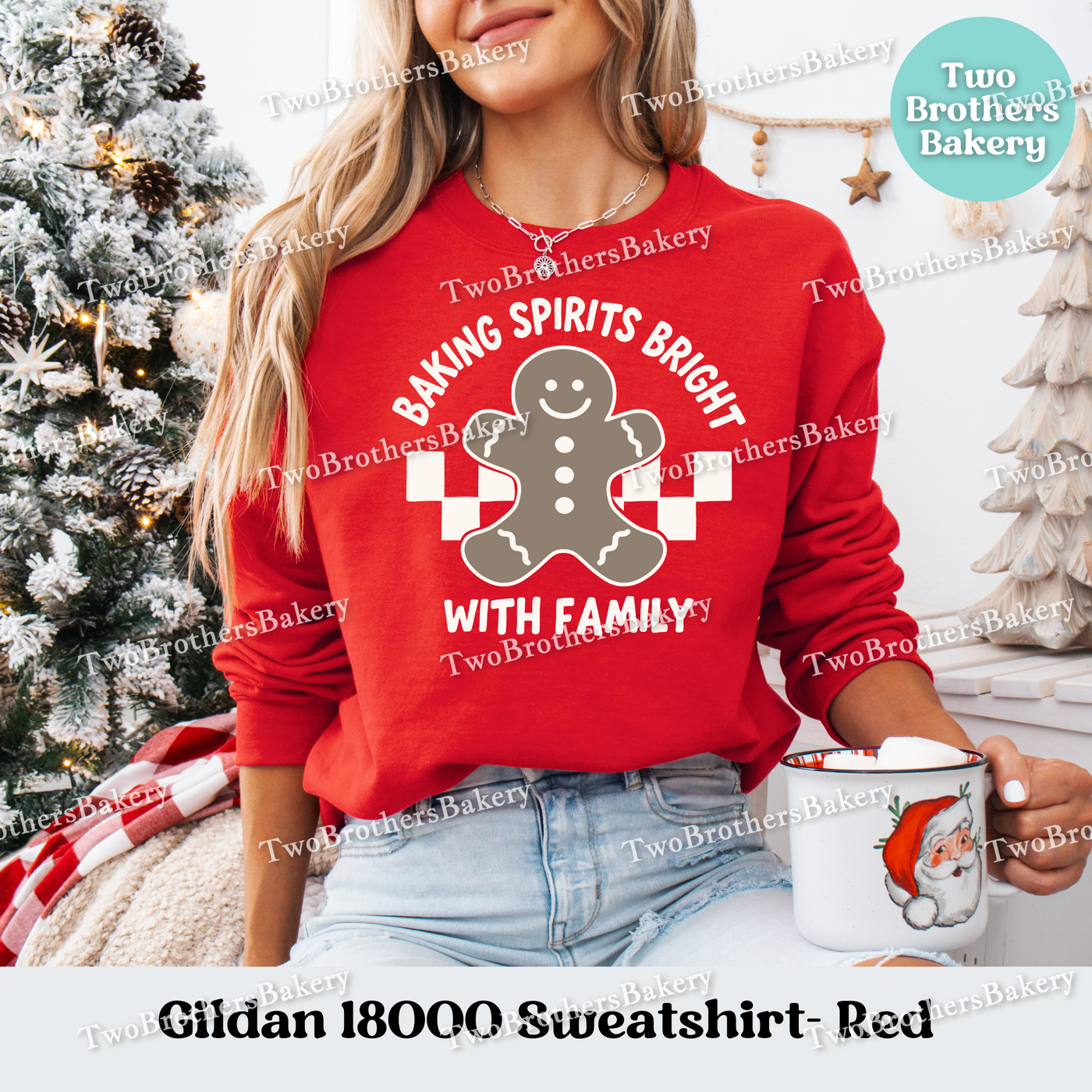 Baking Spirits Bright Sweatshirt, Family Christmas Pullover, Matching Holiday Sweaters, Gingerbread Baker Gift, Holiday Baking Sweatshirt