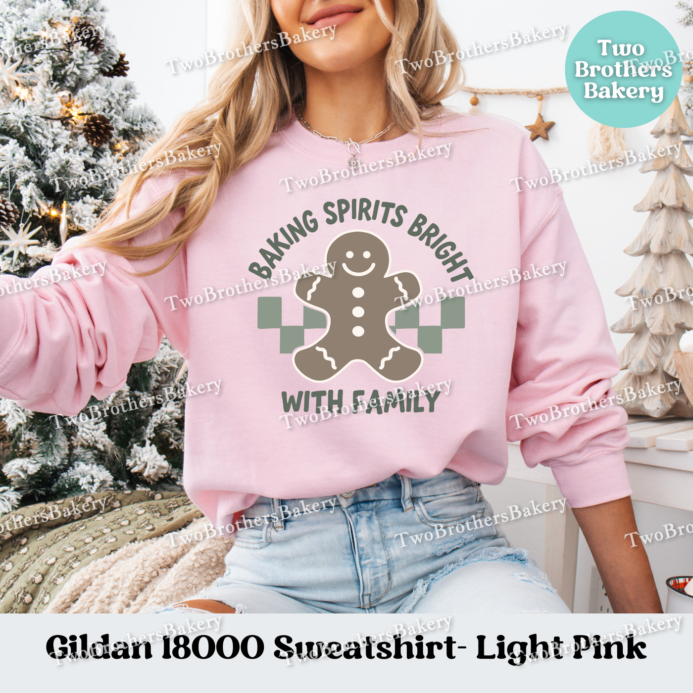 Baking Spirits Bright Sweatshirt, Family Christmas Pullover, Matching Holiday Sweaters, Gingerbread Baker Gift, Holiday Baking Sweatshirt