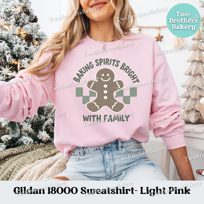Baking Spirits Bright Sweatshirt, Family Christmas Pullover, Matching Holiday Sweaters, Gingerbread Baker Gift, Holiday Baking Sweatshirt