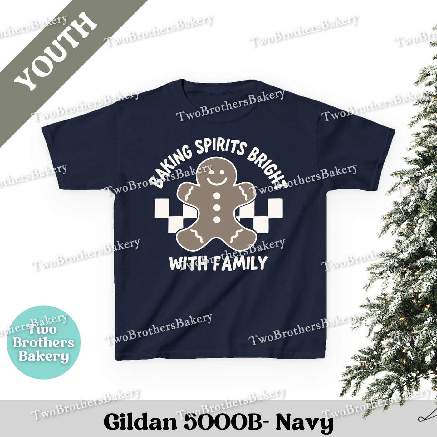 Baking Spirits Bright Kids Shirt, Youth Christmas Baking Tee, Gingerbread Holiday Top, Matching Family Shirts, Christmas Family Baking Tee