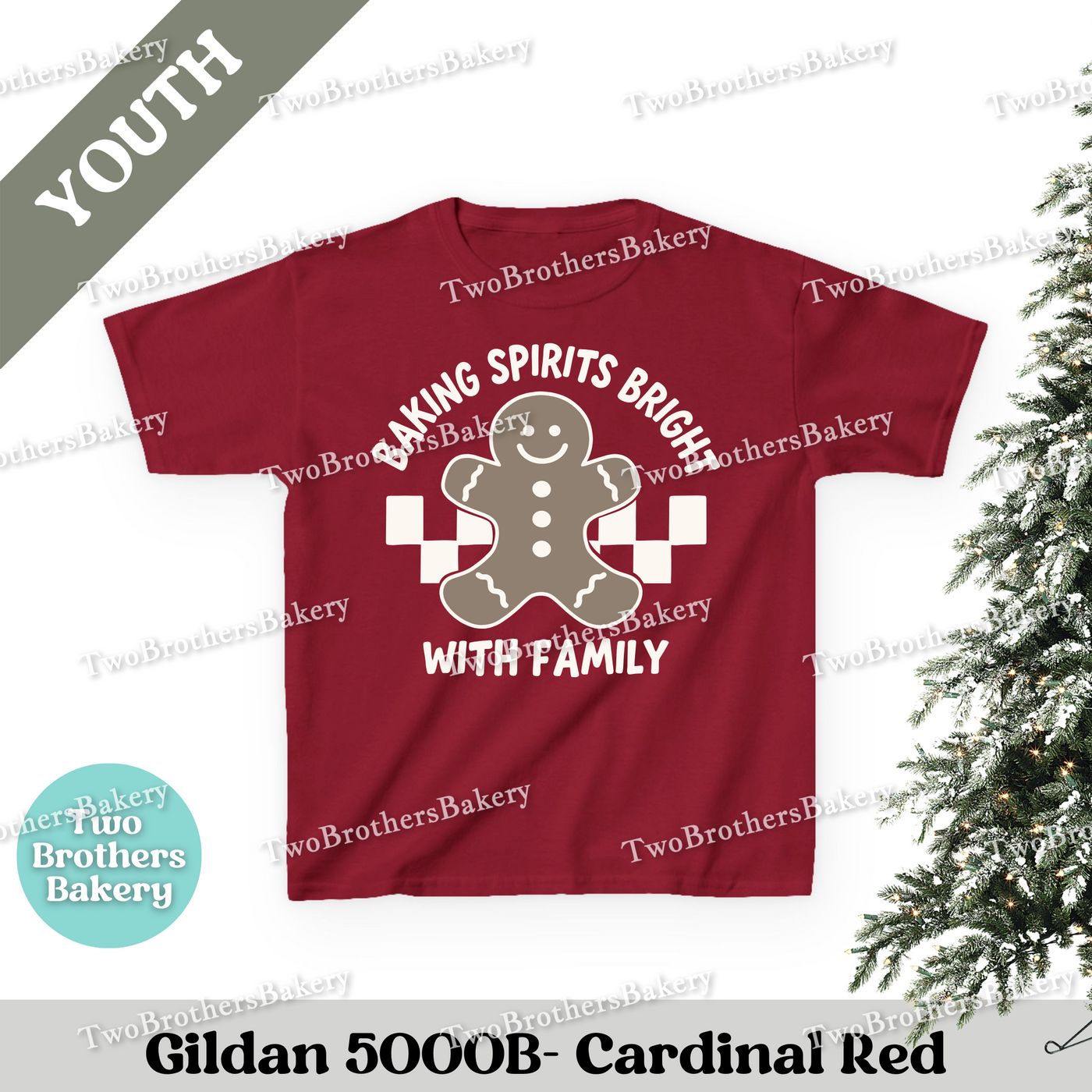 Baking Spirits Bright Kids Shirt, Youth Christmas Baking Tee, Gingerbread Holiday Top, Matching Family Shirts, Christmas Family Baking Tee