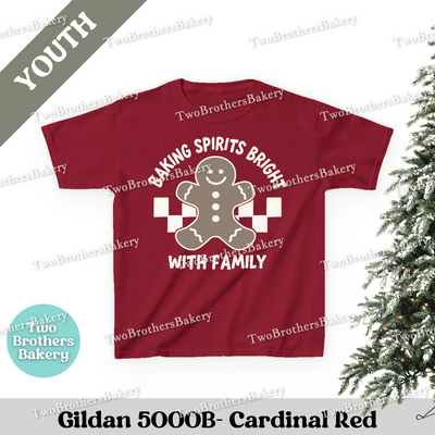 Baking Spirits Bright Kids Shirt, Youth Christmas Baking Tee, Gingerbread Holiday Top, Matching Family Shirts, Christmas Family Baking Tee