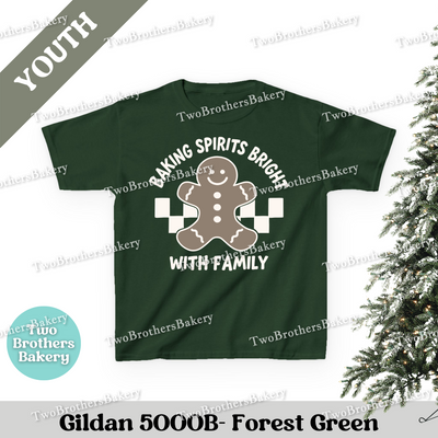 Baking Spirits Bright Kids Shirt, Youth Christmas Baking Tee, Gingerbread Holiday Top, Matching Family Shirts, Christmas Family Baking Tee
