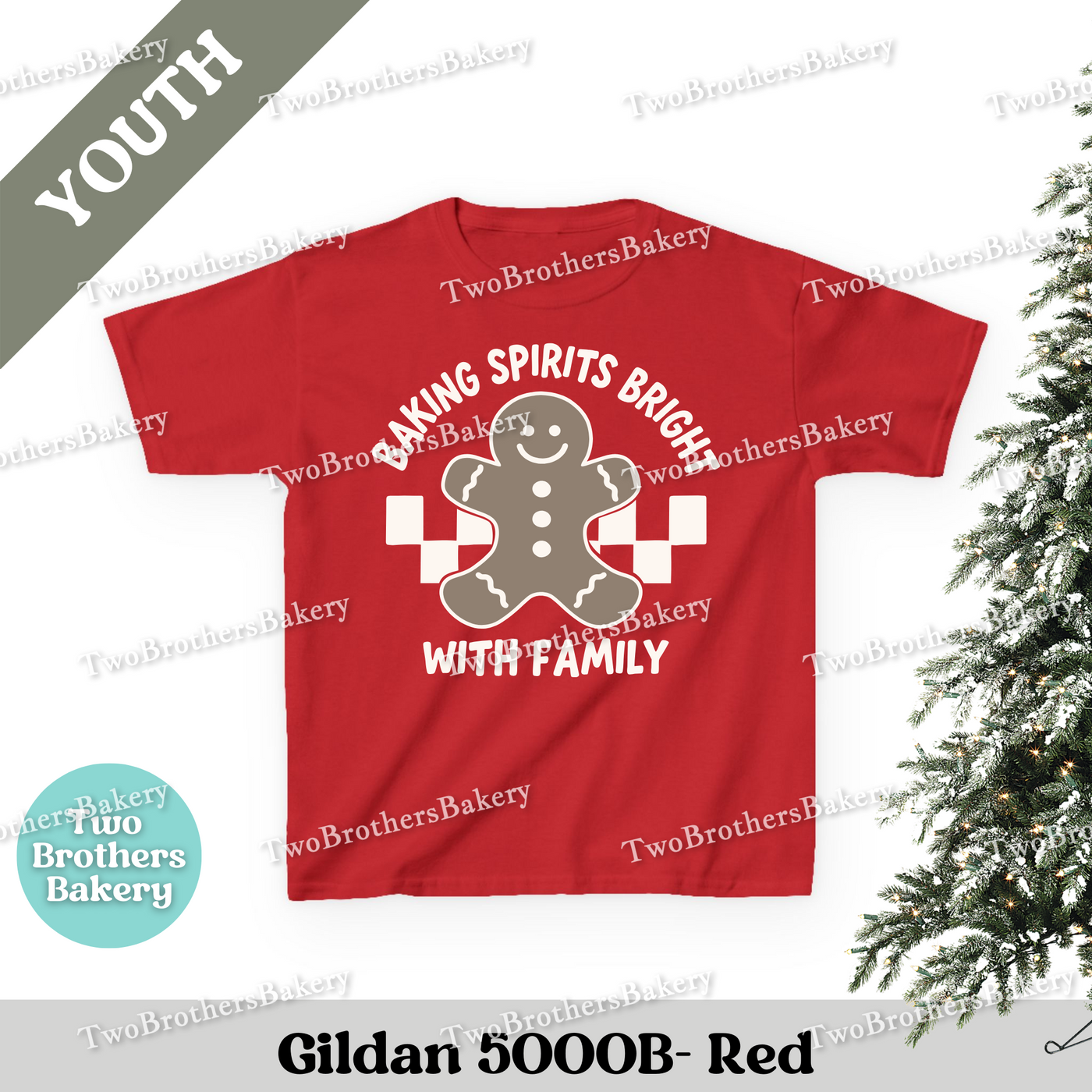 Baking Spirits Bright Kids Shirt, Youth Christmas Baking Tee, Gingerbread Holiday Top, Matching Family Shirts, Christmas Family Baking Tee