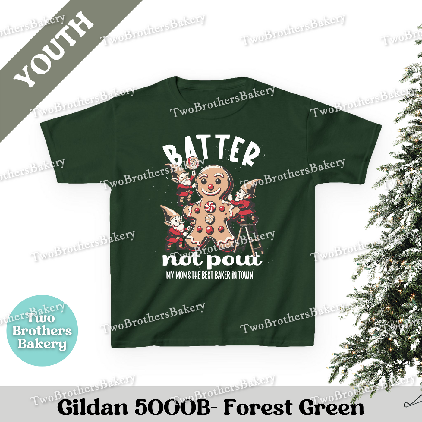 Batter Not Pout Kids Shirt, Youth Christmas Baking Tee, Gingerbread Elf Holiday Top, My Moms the Best Baker, Kids Christmas Baking Shirt