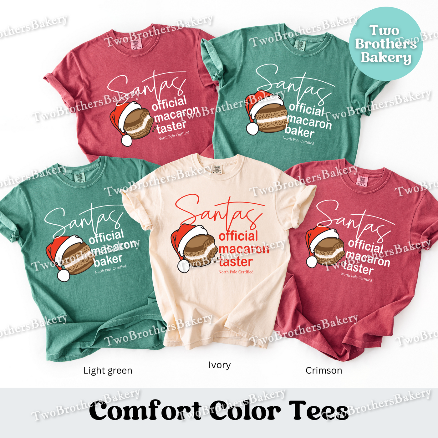 Santas Macaron Shirt, Christmas Baking Tee, Matching Family Tops, Xmas Macarons, Mom and Me Baking, Couple Baking Tshirt, North Pole