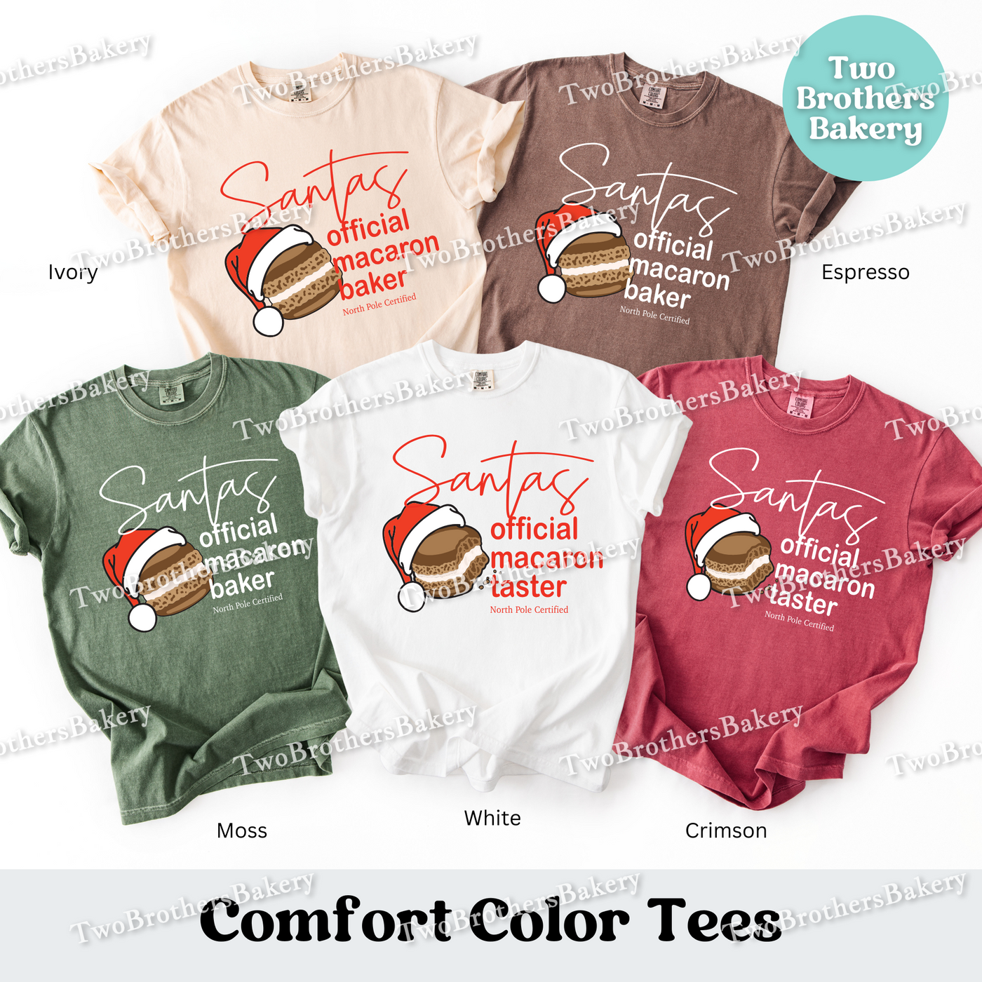 Santas Macaron Shirt, Christmas Baking Tee, Matching Family Tops, Xmas Macarons, Mom and Me Baking, Couple Baking Tshirt, North Pole