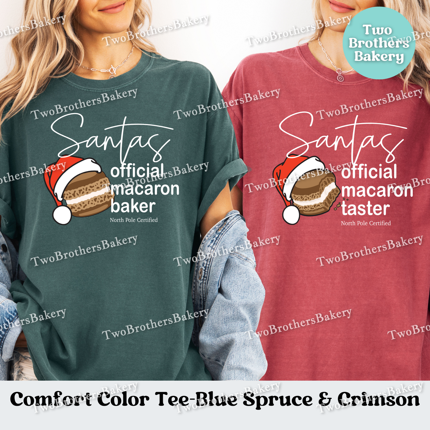 Santas Macaron Shirt, Christmas Baking Tee, Matching Family Tops, Xmas Macarons, Mom and Me Baking, Couple Baking Tshirt, North Pole