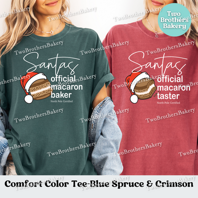 Santas Macaron Shirt, Christmas Baking Tee, Matching Family Tops, Xmas Macarons, Mom and Me Baking, Couple Baking Tshirt, North Pole