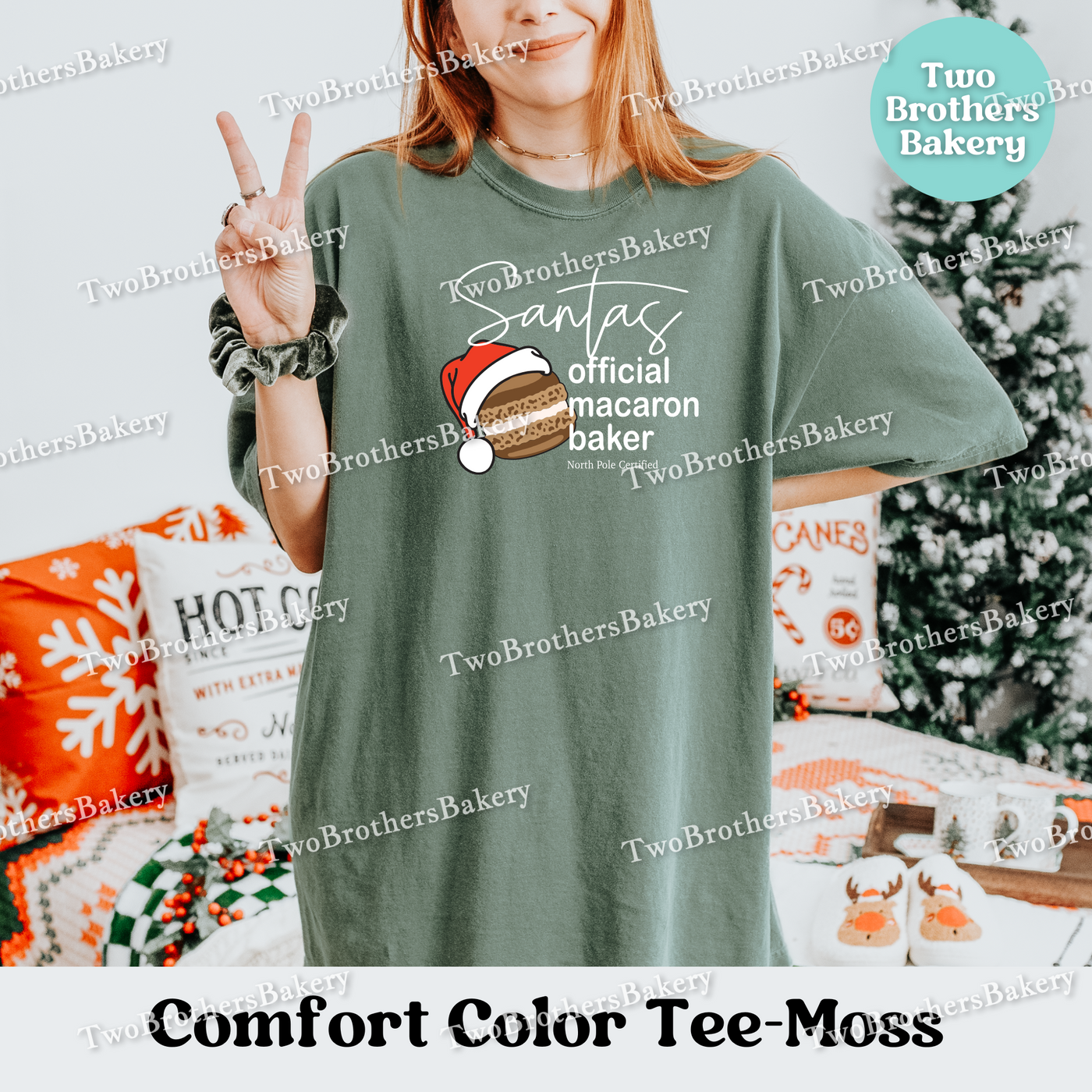 Santas Macaron Shirt, Christmas Baking Tee, Matching Family Tops, Xmas Macarons, Mom and Me Baking, Couple Baking Tshirt, North Pole