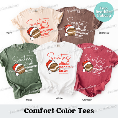 Santas Macaron Taster Shirt, Christmas Baking Tee, Matching Family Tops, Xmas Macarons, Mom and Me Baking, Couple Baking Tshirt, North Pole