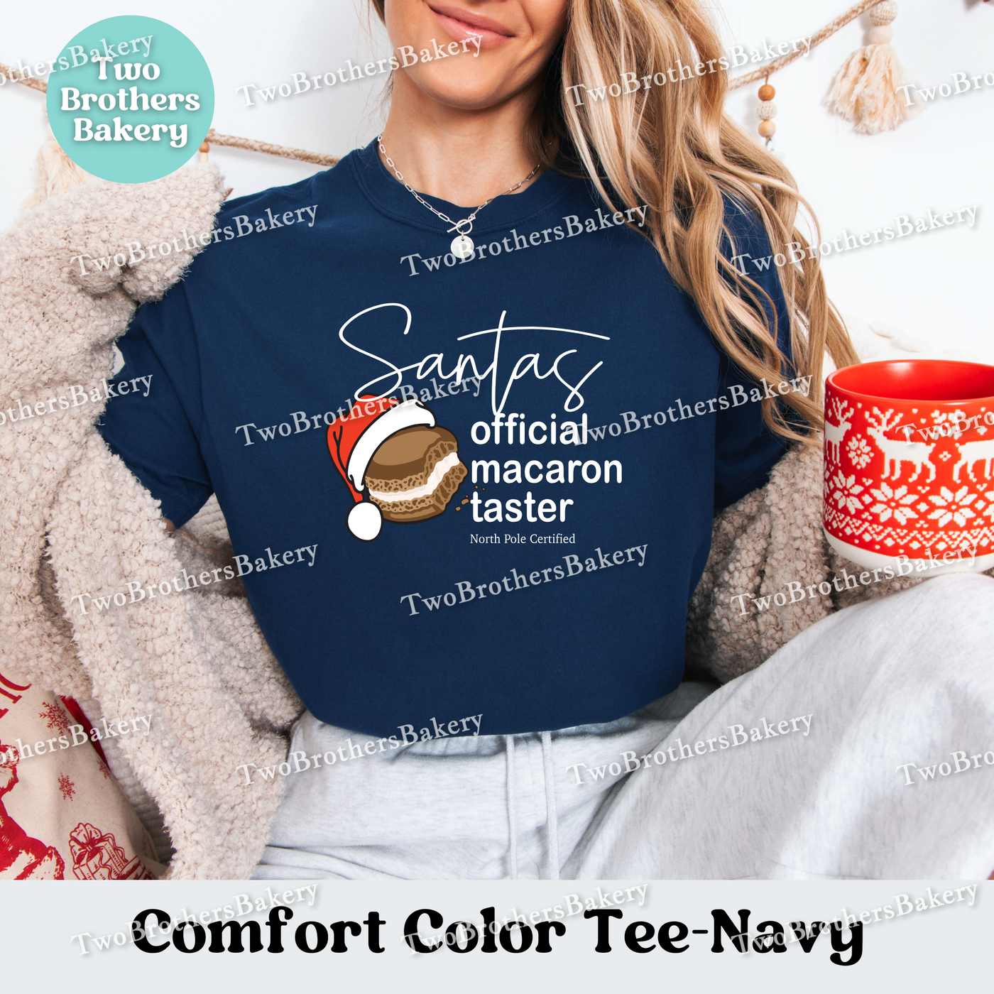 Santas Macaron Taster Shirt, Christmas Baking Tee, Matching Family Tops, Xmas Macarons, Mom and Me Baking, Couple Baking Tshirt, North Pole