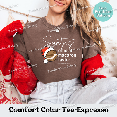 Santas Macaron Taster Shirt, Christmas Baking Tee, Matching Family Tops, Xmas Macarons, Mom and Me Baking, Couple Baking Tshirt, North Pole