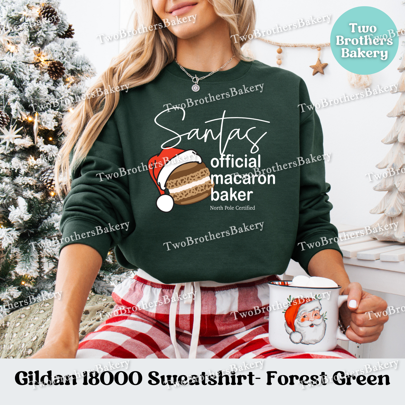 Santas Official Macaron Baker Sweatshirt, Christmas Baking Crewneck, Holiday Macaron Lover Gift, Matching Family Tops, Mom and Me Baking