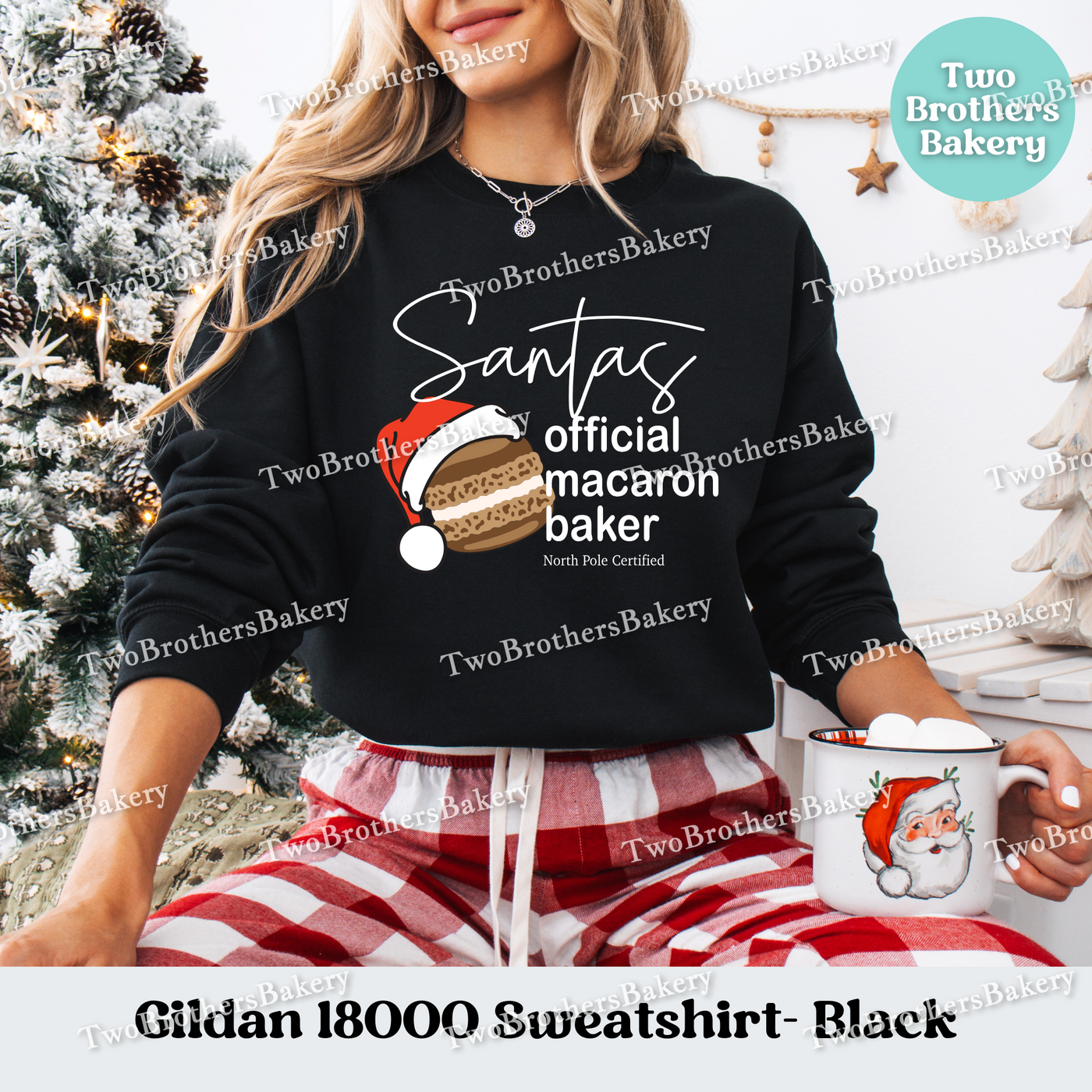 Santas Official Macaron Baker Sweatshirt, Christmas Baking Crewneck, Holiday Macaron Lover Gift, Matching Family Tops, Mom and Me Baking